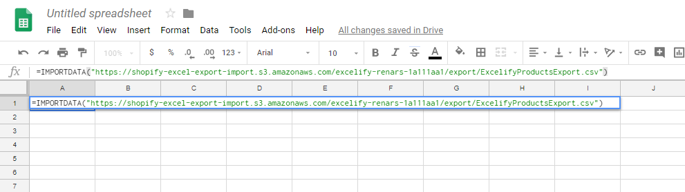 Import data into Google Sheets from Shopify