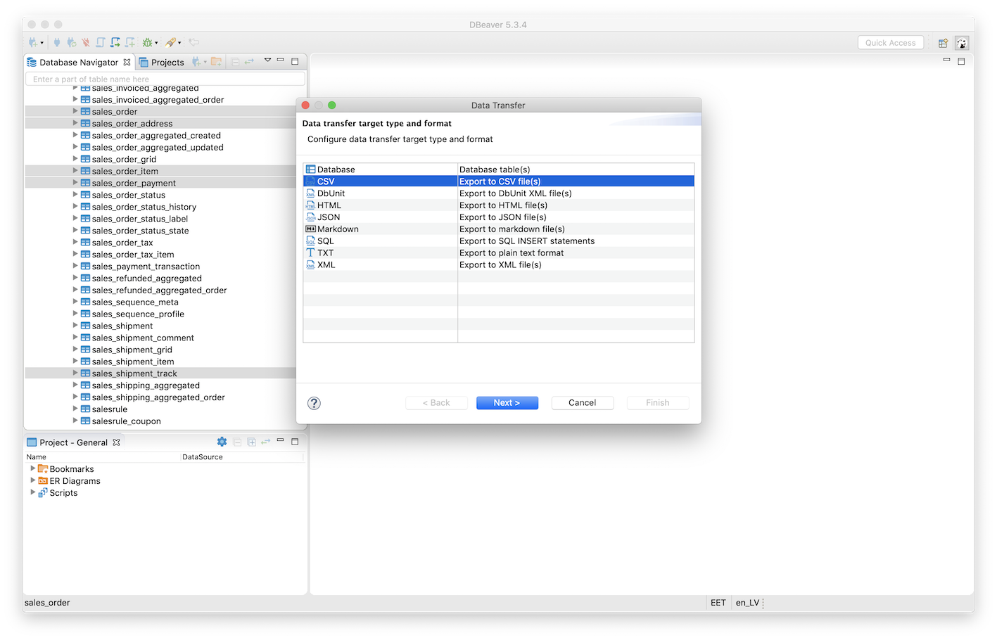 Migrate Magento to Shopify 1.4.1. Choose SCV format for the export