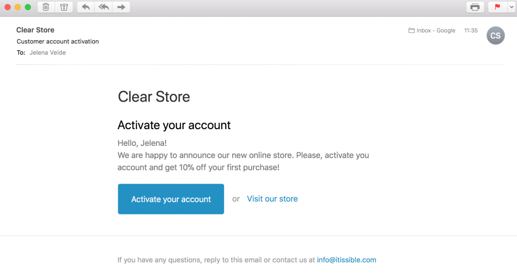 Activation email