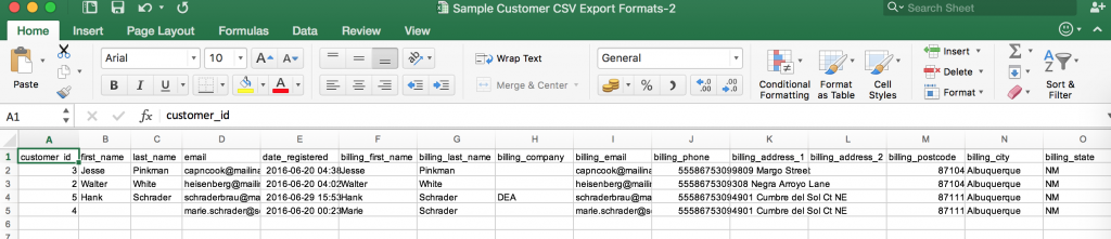 WooCommerce customer export