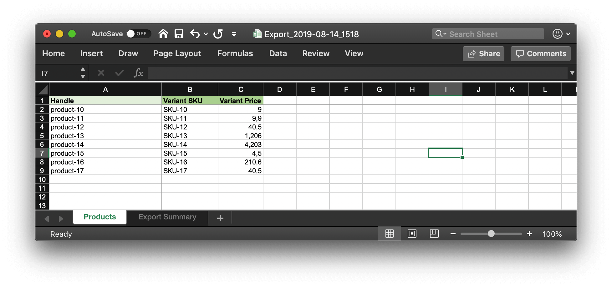 New prices to import