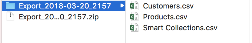 Shopify exported to CSV files