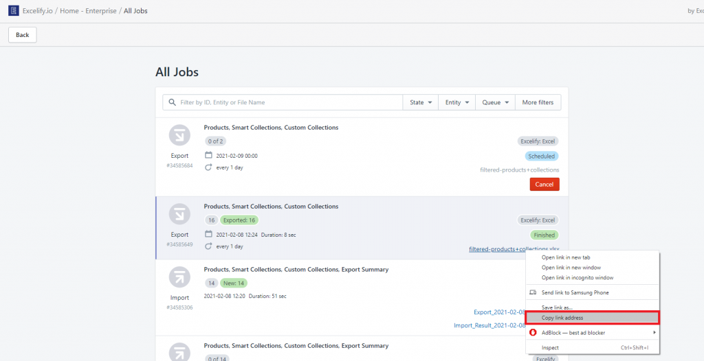 scheduled shopify export sync stores Matrixify 2